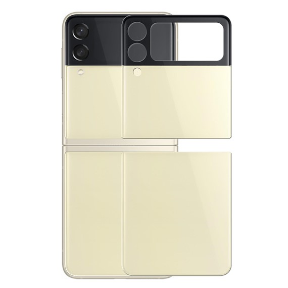 Microsonic Samsung Galaxy Z Flip 3 Arka Tam Kaplayan Temperli Cam Koruyucu Gold 1