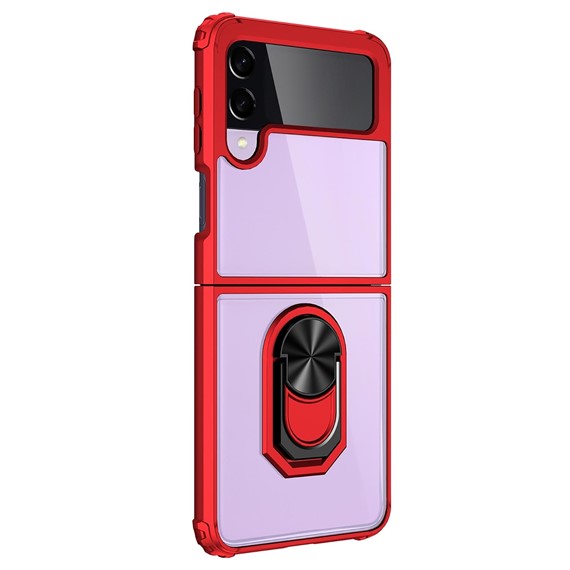 Microsonic Samsung Galaxy Z Flip 3 Kılıf Grande Clear Ring Holder Kırmızı 2