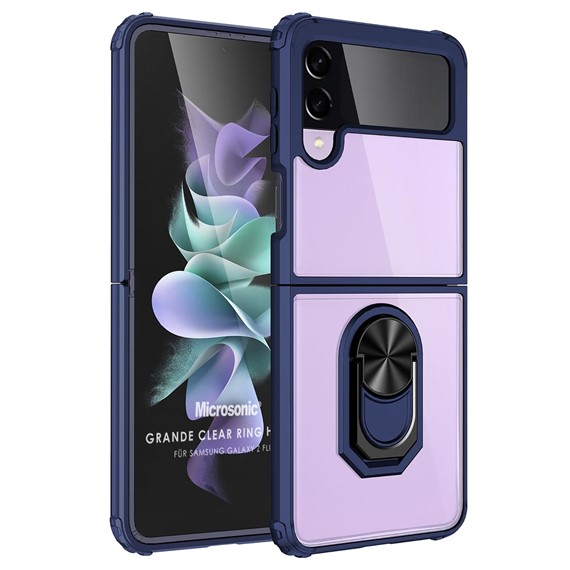 Microsonic Samsung Galaxy Z Flip 3 Kılıf Grande Clear Ring Holder Lacivert 1