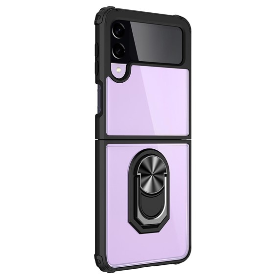 Microsonic Samsung Galaxy Z Flip 3 Kılıf Grande Clear Ring Holder Siyah 2
