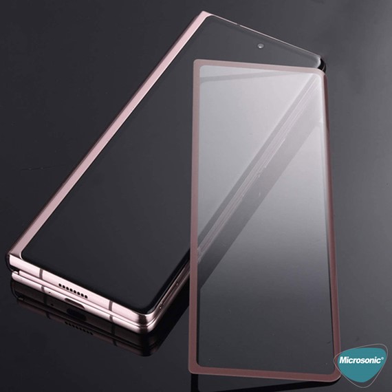 Microsonic Samsung Galaxy Z Fold 2 Ön Arka Tam Kaplayan Temperli Cam Ekran Koruyucu Gold 4