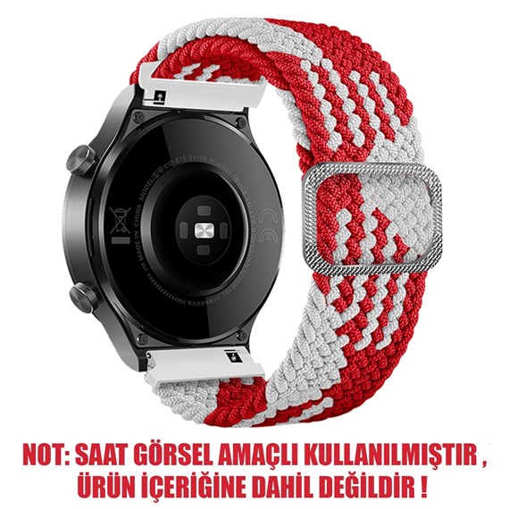 Microsonic Huawei Watch GT3 46mm Kordon Braided Loop Band Kırmızı Beyaz 2