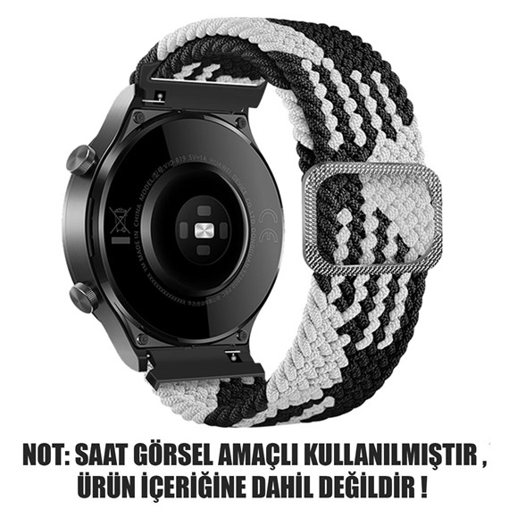Microsonic Samsung Galaxy Watch 4 Classic 42mm Kordon Braided Loop Band Siyah Beyaz 2
