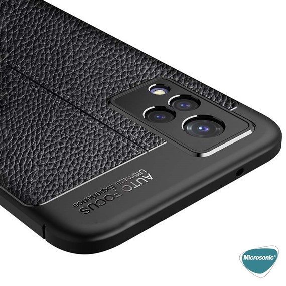 Microsonic Vivo V21 Kılıf Deri Dokulu Silikon Siyah 5