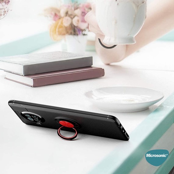 Microsonic Xiaomi Mi 10T Lite Kılıf Kickstand Ring Holder Kırmızı 7