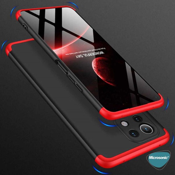 Microsonic Xiaomi Mi 11 Lite Kılıf Double Dip 360 Protective Kırmızı 5