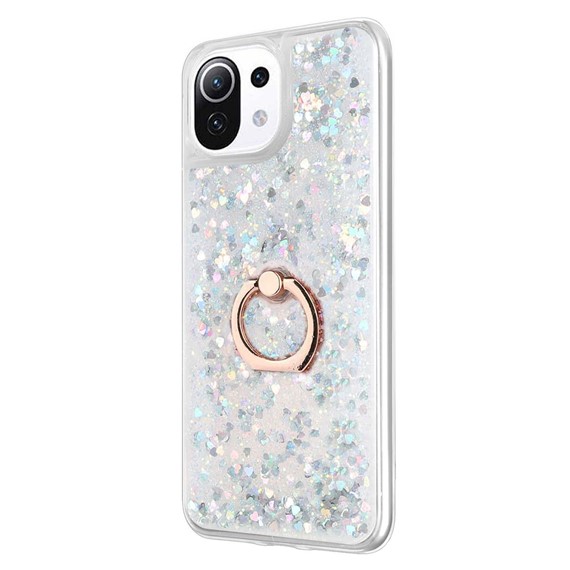 Microsonic Xiaomi Mi 11 Lite Kılıf Glitter Liquid Holder Gümüş 2