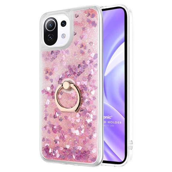 Microsonic Xiaomi Mi 11 Lite Kılıf Glitter Liquid Holder Pembe 1