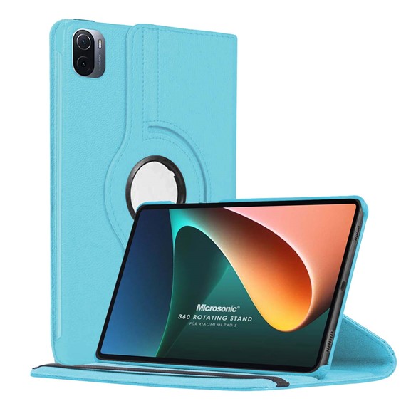 Microsonic Xiaomi Mi Pad 5 Kılıf 360 Dönerli Stand Deri Mavi 1