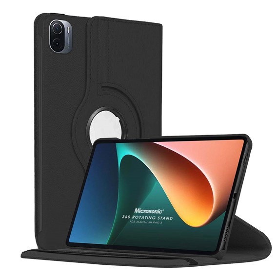 Microsonic Xiaomi Mi Pad 5 Kılıf 360 Dönerli Stand Deri Siyah 1