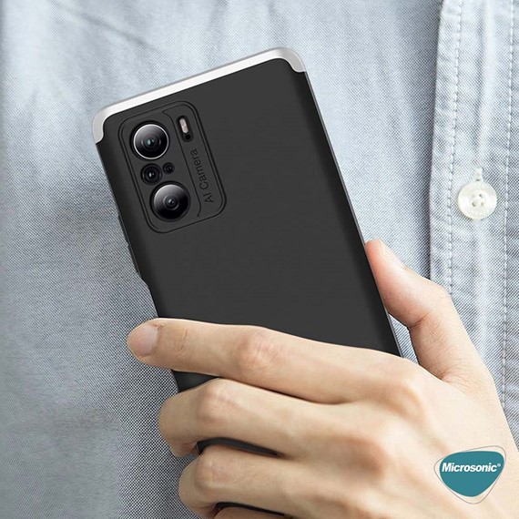 Microsonic Xiaomi Redmi K40 Pro Kılıf Double Dip 360 Protective Siyah Gri 6