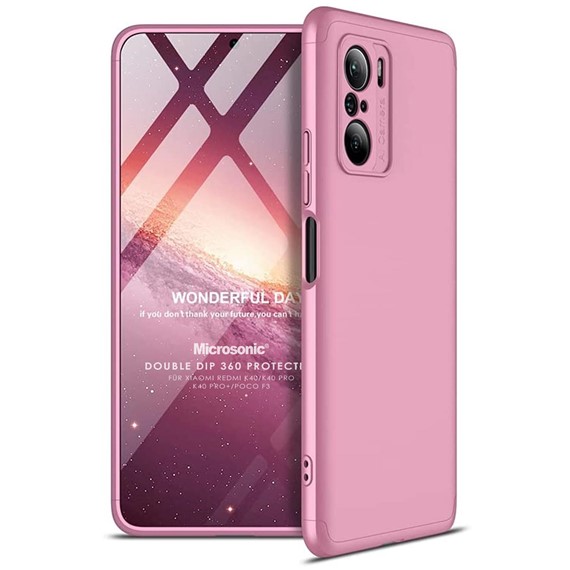 Microsonic Xiaomi Poco F3 Kılıf Double Dip 360 Protective Rose Gold 1