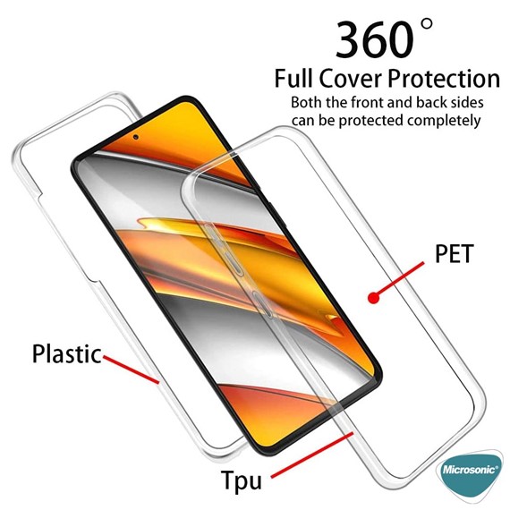 Microsonic Xiaomi Poco F3 Kılıf 6 Tarafı Tam Full Koruma 360 Clear Soft Şeffaf 2