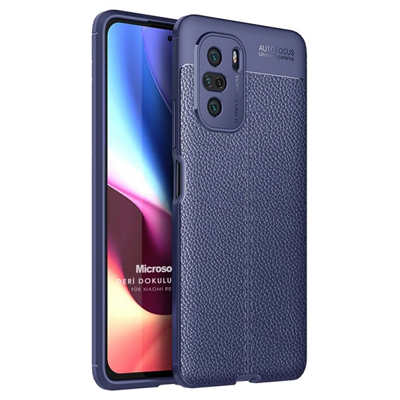 Microsonic Xiaomi Redmi K40 Pro Kılıf Deri Dokulu Silikon Lacivert 1