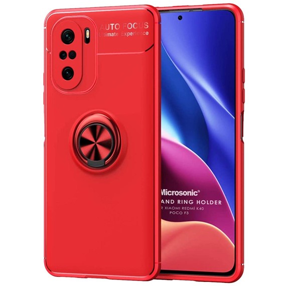 Microsonic Xiaomi Redmi K40 Pro Kılıf Kickstand Ring Holder Kırmızı 1