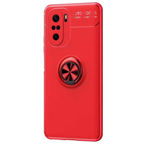 Microsonic Xiaomi Poco F3 Kılıf Kickstand Ring Holder Kırmızı 2
