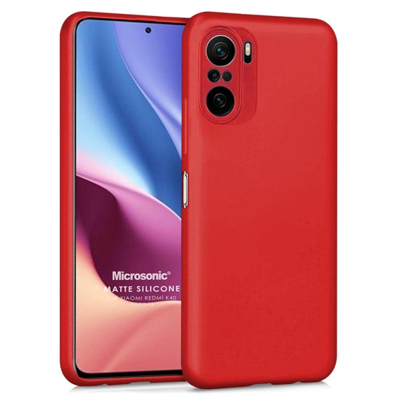 Microsonic Matte Silicone Xiaomi Poco F3 Kılıf Kırmızı 1