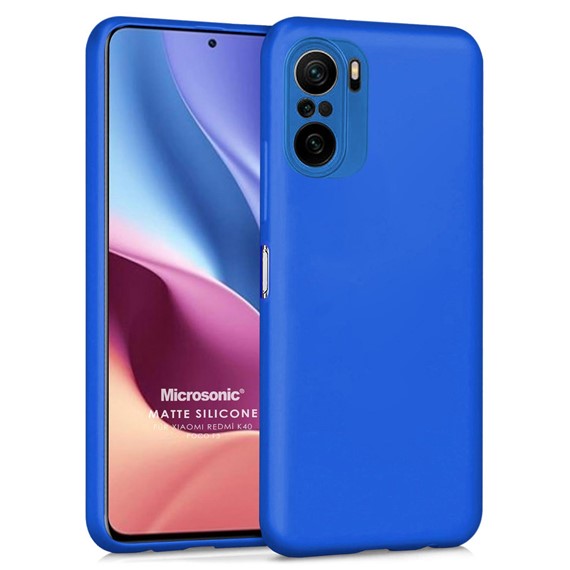 Microsonic Matte Silicone Xiaomi Redmi K40 Pro Kılıf Mavi 1