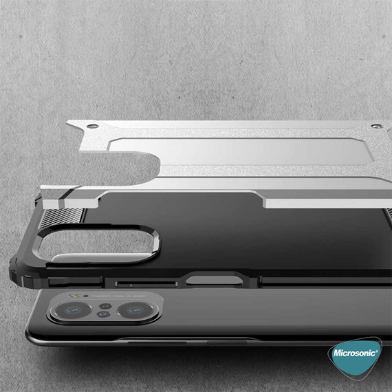 Microsonic Xiaomi Redmi K40 Pro Kılıf Rugged Armor Gümüş 5