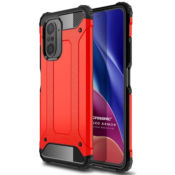 Microsonic Xiaomi Redmi K40 Kılıf Rugged Armor Kırmızı 1