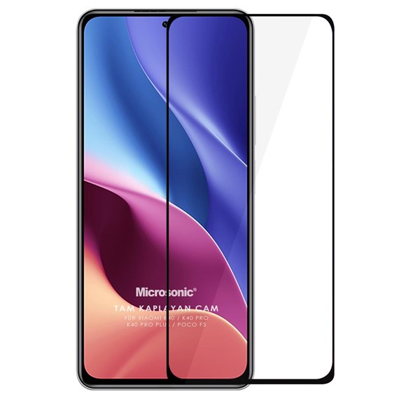 Microsonic Xiaomi Poco F3 Tam Kaplayan Temperli Cam Ekran Koruyucu Siyah 1