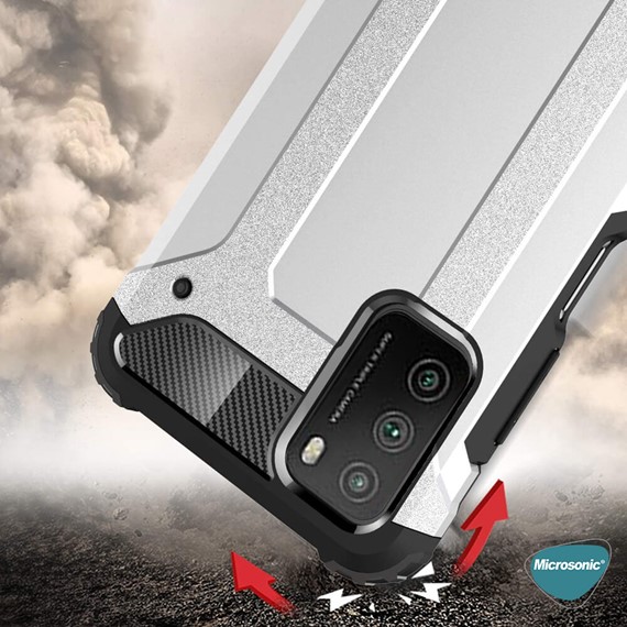 Microsonic Xiaomi Poco M3 Kılıf Rugged Armor Mavi 3