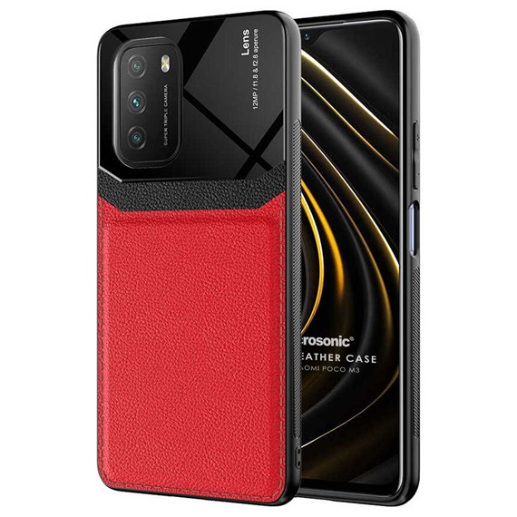 Microsonic Xiaomi Poco M3 Kılıf Uniq Leather Kırmızı 1