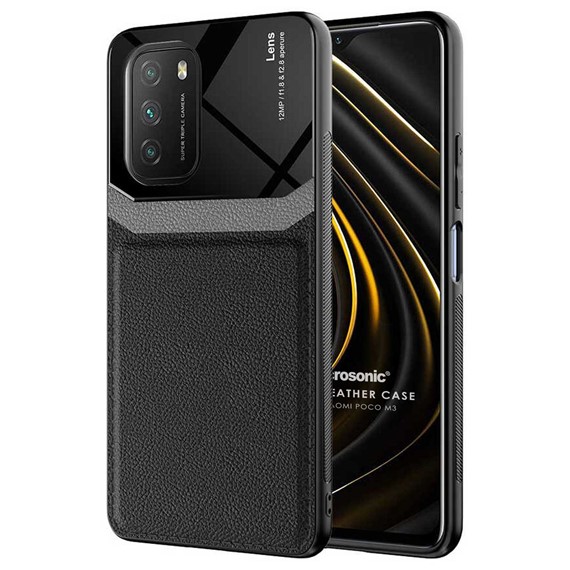 Microsonic Xiaomi Poco M3 Kılıf Uniq Leather Siyah 1