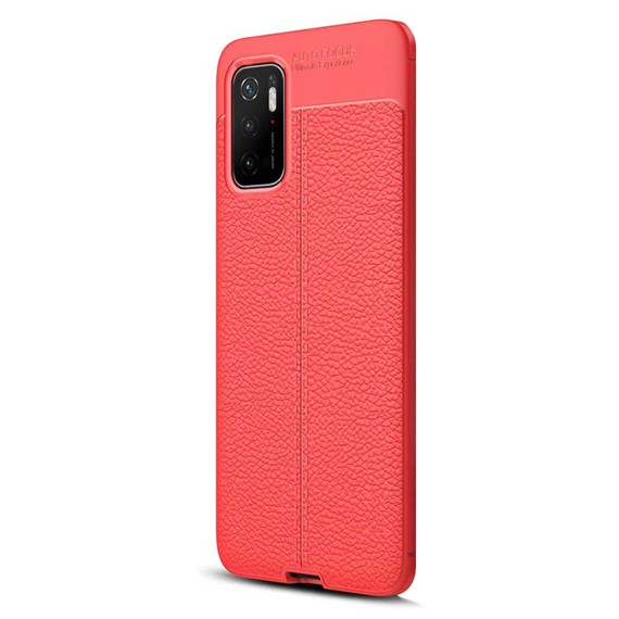 Microsonic Xiaomi Poco M3 Pro Kılıf Deri Dokulu Silikon Kırmızı 2