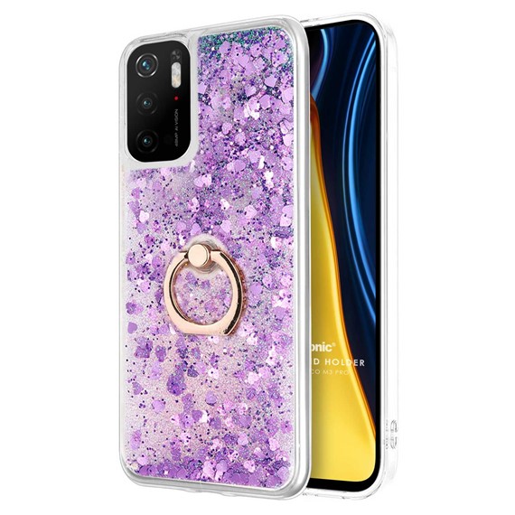 Microsonic Xiaomi Poco M3 Pro Kılıf Glitter Liquid Holder Mor 1