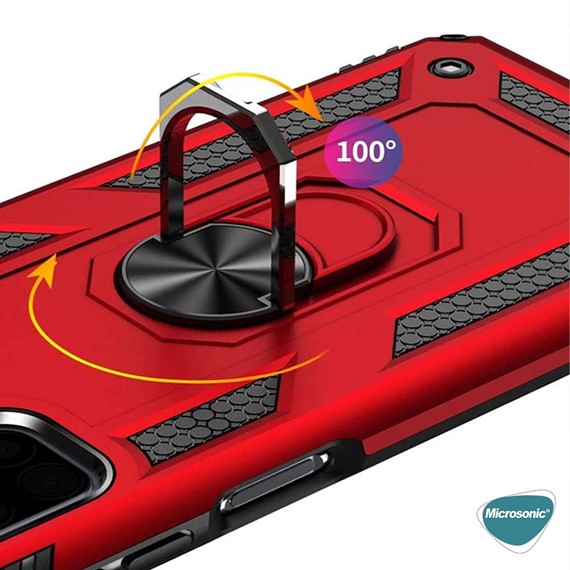 Microsonic Xiaomi Poco M3 Pro Kılıf Military Ring Holder Gümüş 4