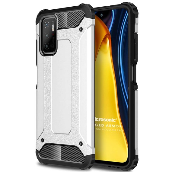 Microsonic Xiaomi Poco M3 Pro Kılıf Rugged Armor Gümüş 1