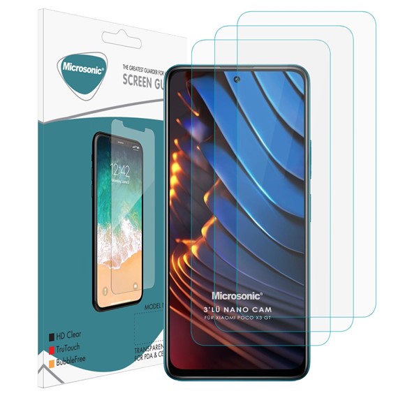 Microsonic Xiaomi Poco X3 GT Screen Protector Nano Glass Cam Ekran Koruyucu 3 lü Paket 1