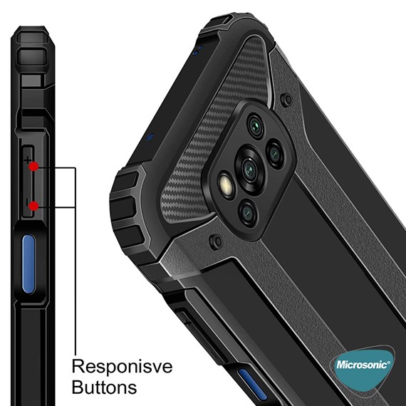 Microsonic Xiaomi Poco X3 Pro Kılıf Rugged Armor Gümüş 6