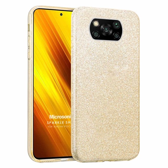 Microsonic Xiaomi Poco X3 Pro Kılıf Sparkle Shiny Gold 1