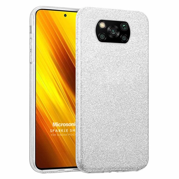 Microsonic Xiaomi Poco X3 Pro Kılıf Sparkle Shiny Gümüş 1