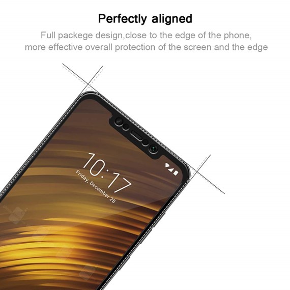 Microsonic Xiaomi Pocophone F1 Tam Kaplayan Temperli Cam Ekran koruyucu Siyah 3