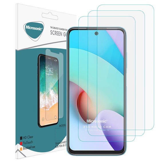 Microsonic Xiaomi Redmi 10 Screen Protector Nano Glass Cam Ekran Koruyucu 3 lü Paket 1