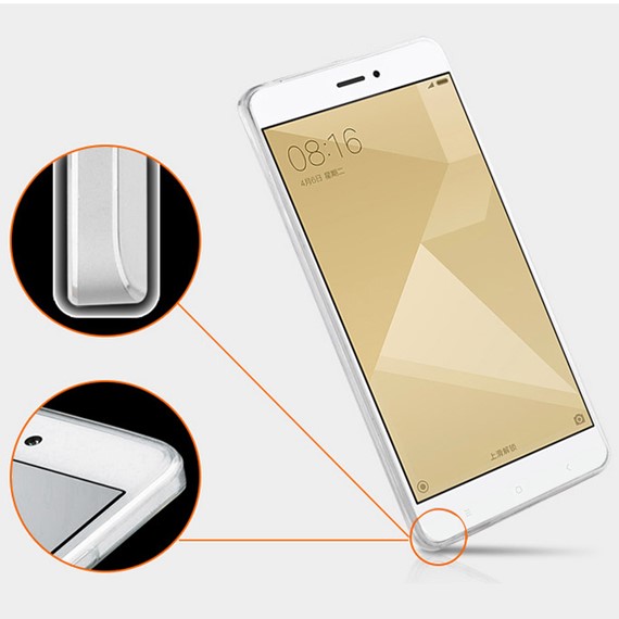 Microsonic Xiaomi Redmi 4x Kılıf Transparent Soft Beyaz 2