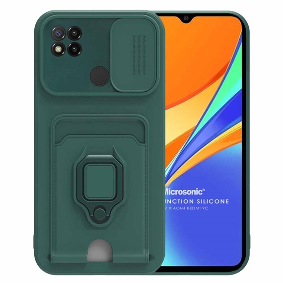 Microsonic Xiaomi Redmi 9C Kılıf Multifunction Silicone Yeşil 1