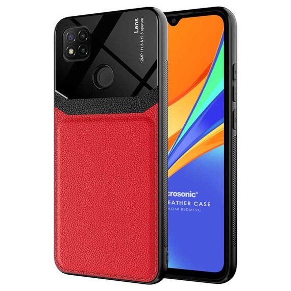 Microsonic Xiaomi Redmi 9C Kılıf Uniq Leather Kırmızı 1