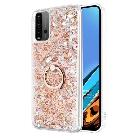 Microsonic Xiaomi Redmi 9T Kılıf Glitter Liquid Holder Gold 1