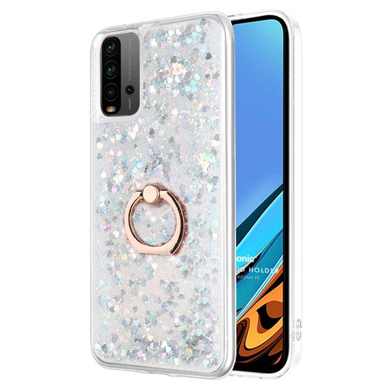 Microsonic Xiaomi Redmi 9T Kılıf Glitter Liquid Holder Gümüş 1