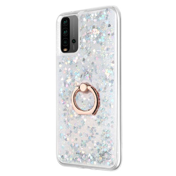 Microsonic Xiaomi Redmi 9T Kılıf Glitter Liquid Holder Gümüş 2