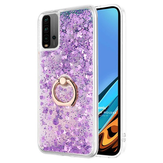 Microsonic Xiaomi Redmi 9T Kılıf Glitter Liquid Holder Mor 1