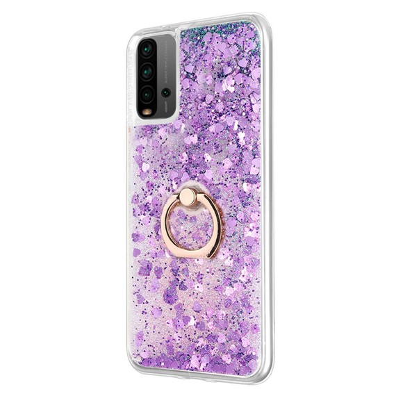 Microsonic Xiaomi Redmi 9T Kılıf Glitter Liquid Holder Mor 2