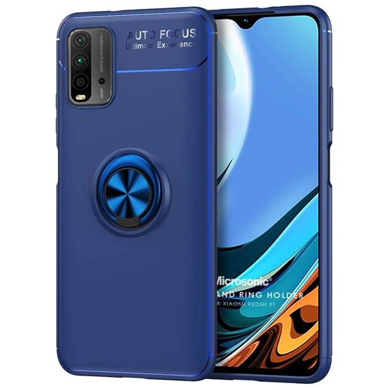 Microsonic Xiaomi Redmi 9T Kılıf Kickstand Ring Holder Lacivert 1