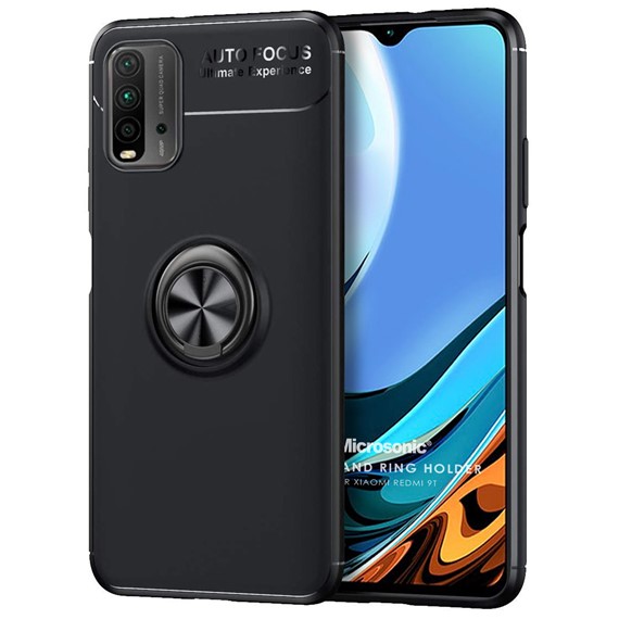 Microsonic Xiaomi Redmi 9T Kılıf Kickstand Ring Holder Siyah 1