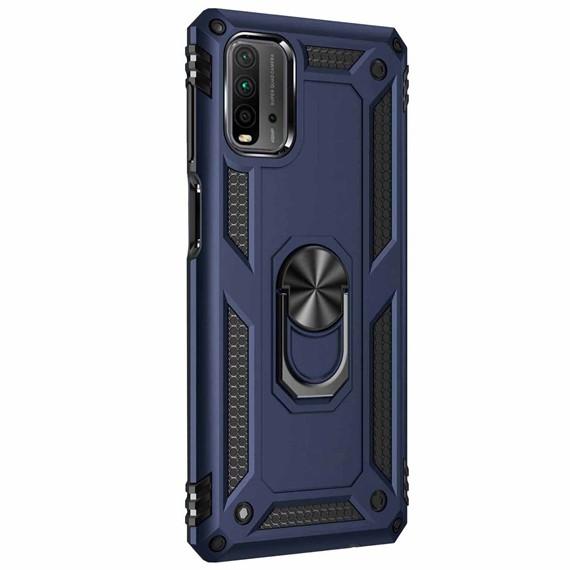 Microsonic Xiaomi Redmi 9T Kılıf Military Ring Holder Lacivert 2