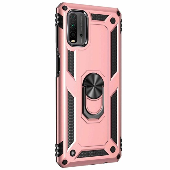 Microsonic Xiaomi Redmi 9T Kılıf Military Ring Holder Rose Gold 2